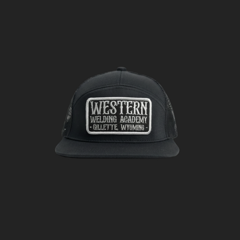 Black 7-Panel Western Welding Academy Hat – Rectangle Patch with Western Font