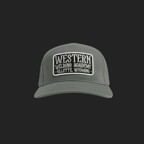 Grey  7-Panel Western Welding Academy Hat – Rectangle Patch with Western Font