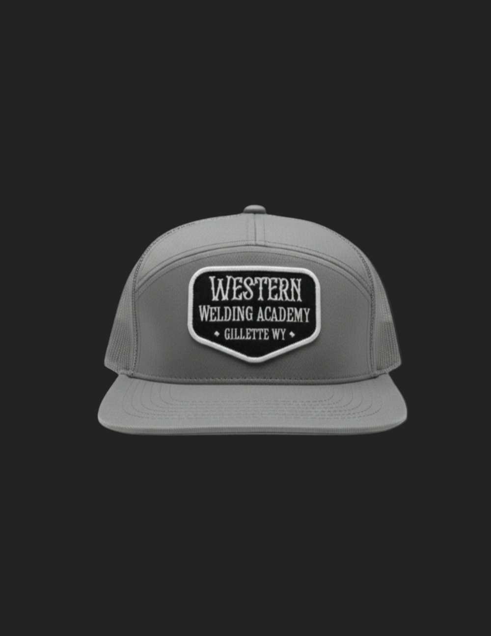 Grey 7 Panel Western Welding Academy Hat With Spade Patch